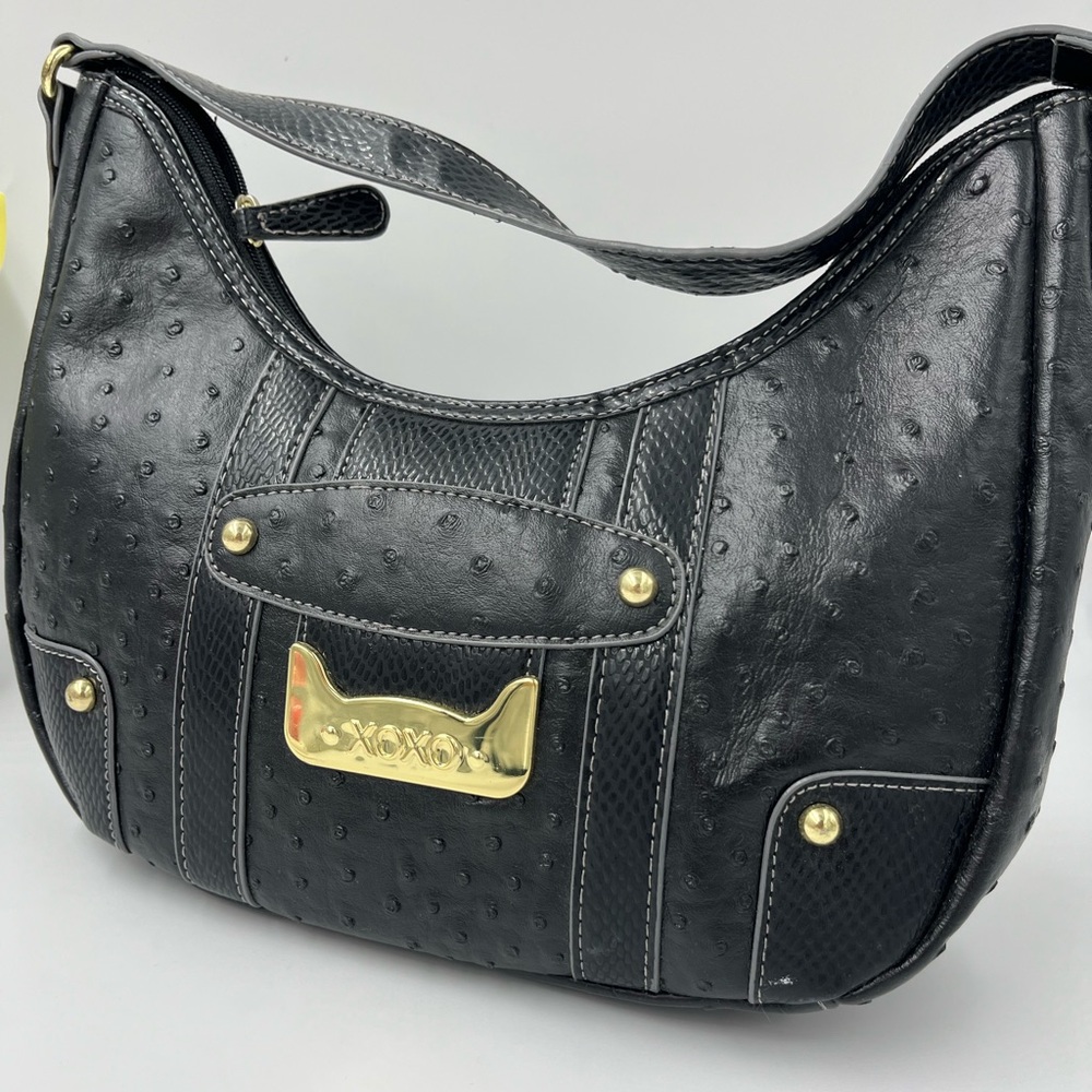XOXO Elegant Black Hobo Bag with Gold Accents